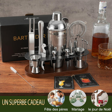 Asovnis jigger and strainer provide precise measurements for balanced drinks.