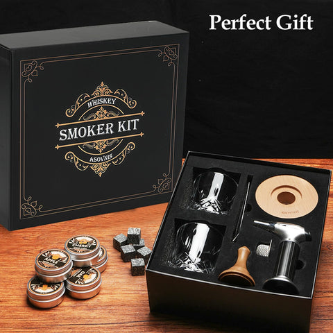 Asovnis Whiskey Smoker Kit gift box presentation for thoughtful gifting