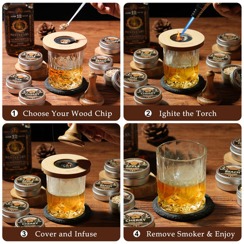 Asovnis Whiskey Smoker Kit long-handled ladle and brush for easy cleanup