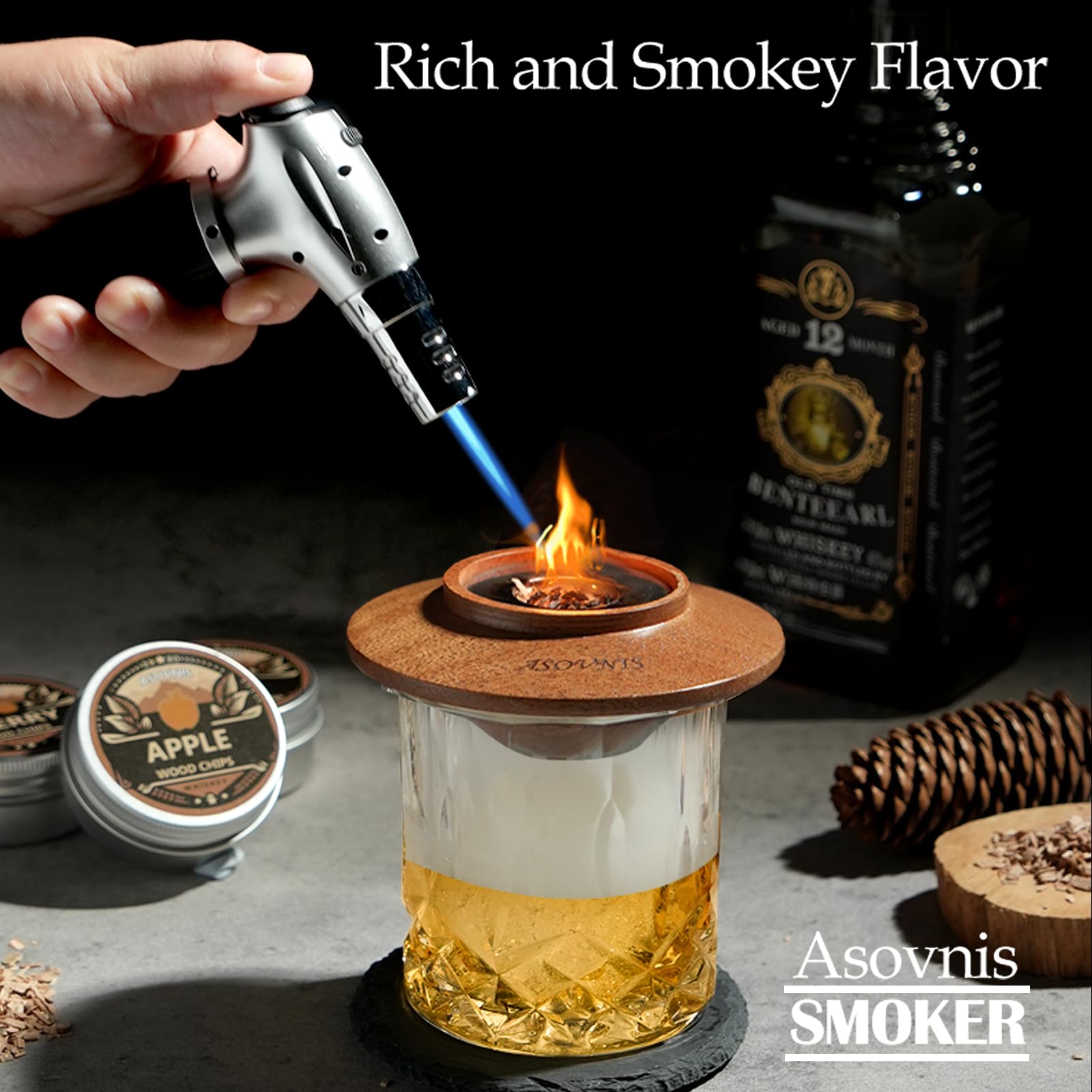 Asovnis wood chips assortment offers six flavors to enhance aroma during smoking.