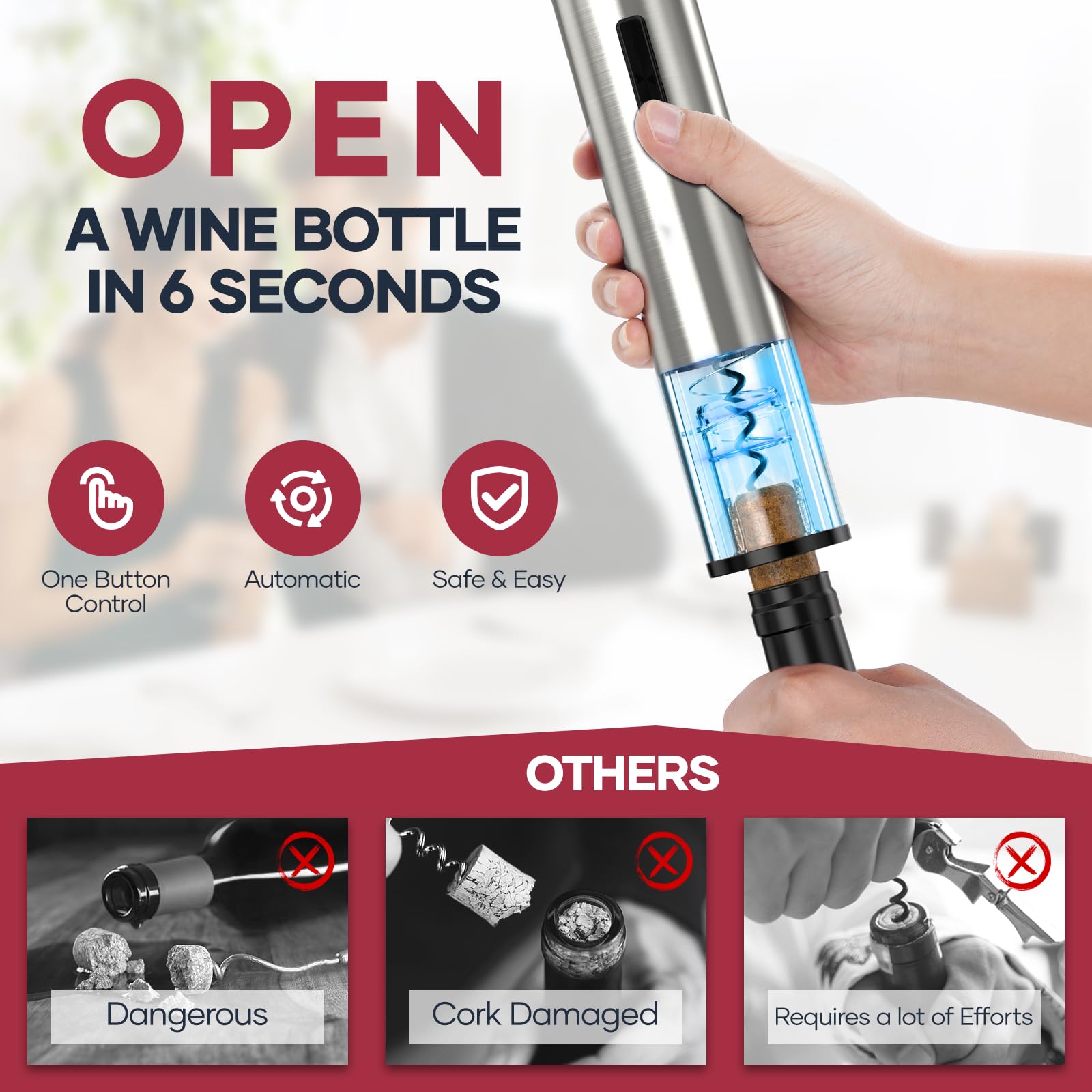 Assark foil cutter cleanly trims foil for quick bottle prep.