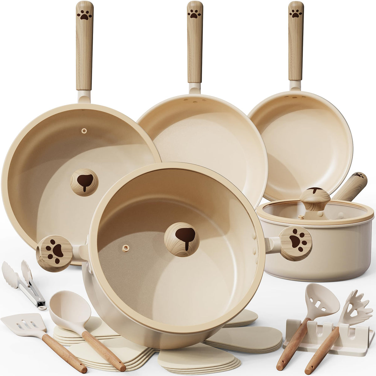 Astercook 18-piece set full view for versatile everyday cooking.