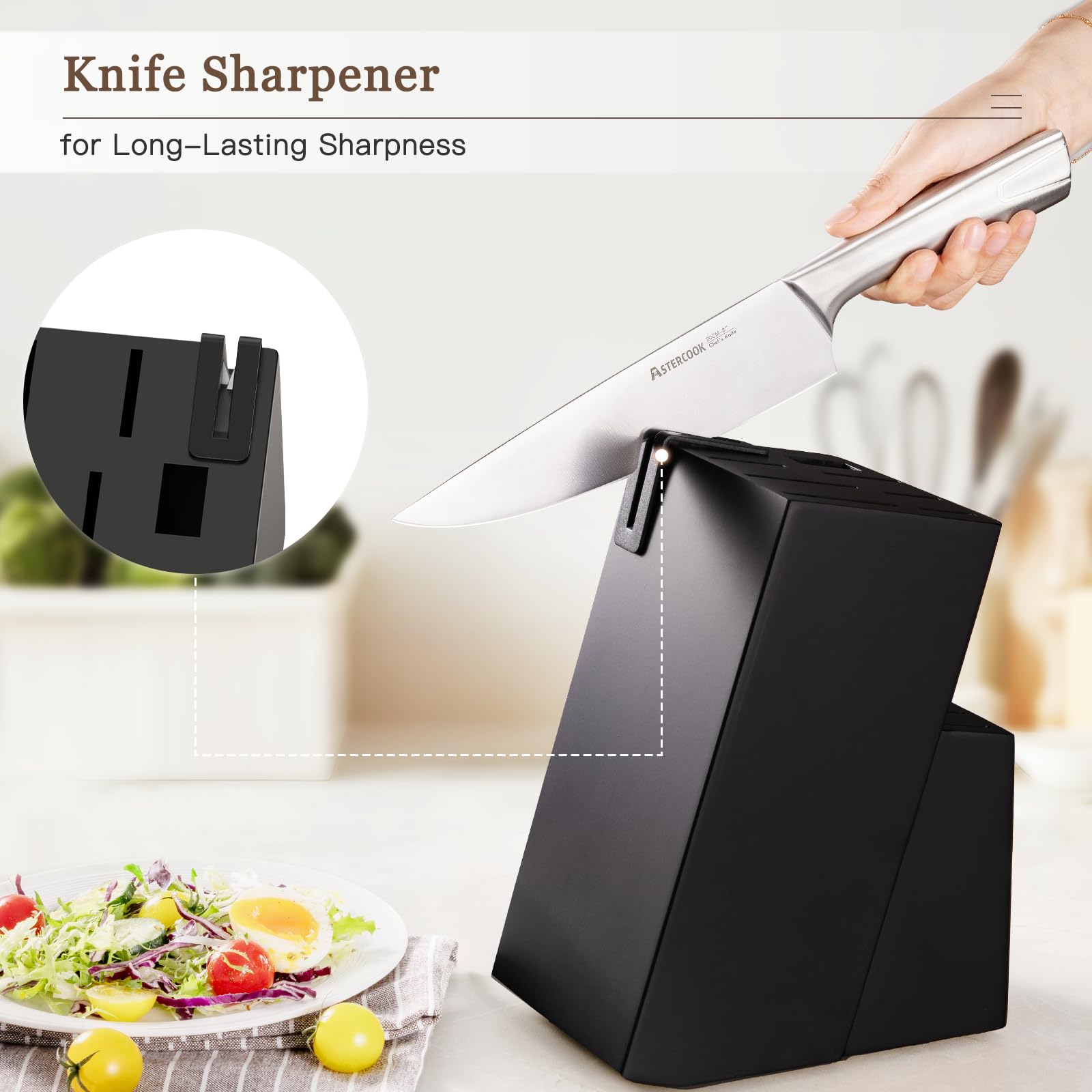 Astercook 3.5-inch paring knife performing detailed peeling work.