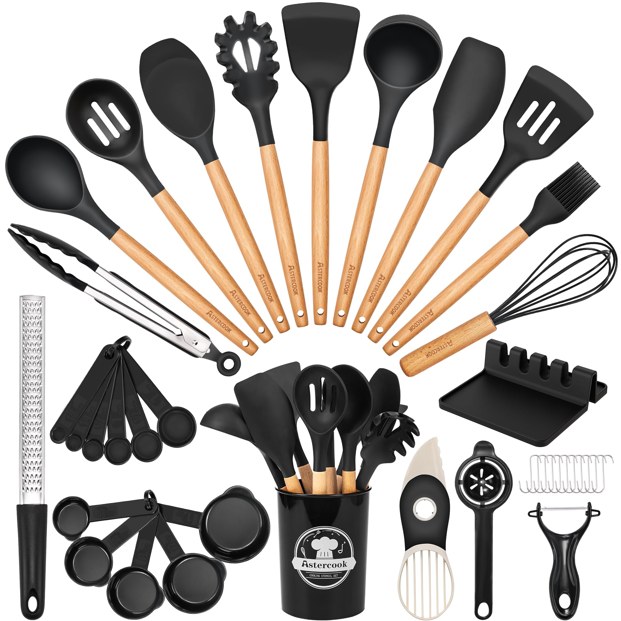 Astercook 39-piece kitchen set on display, versatile for everyday cooking.