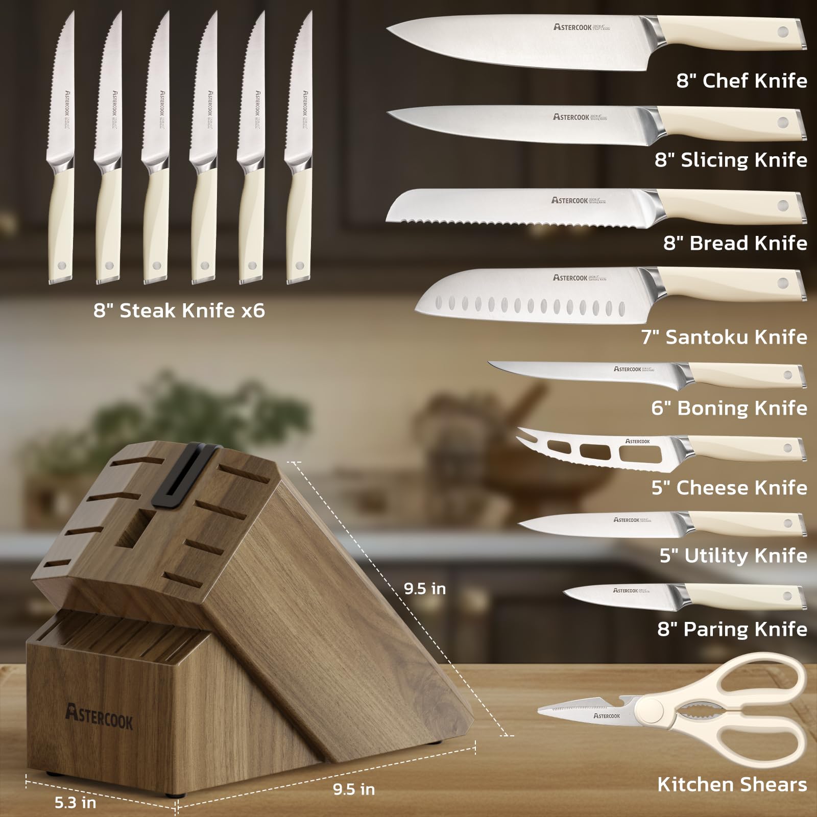 Astercook 7-inch Santoku knife versatile for mincing and dicing