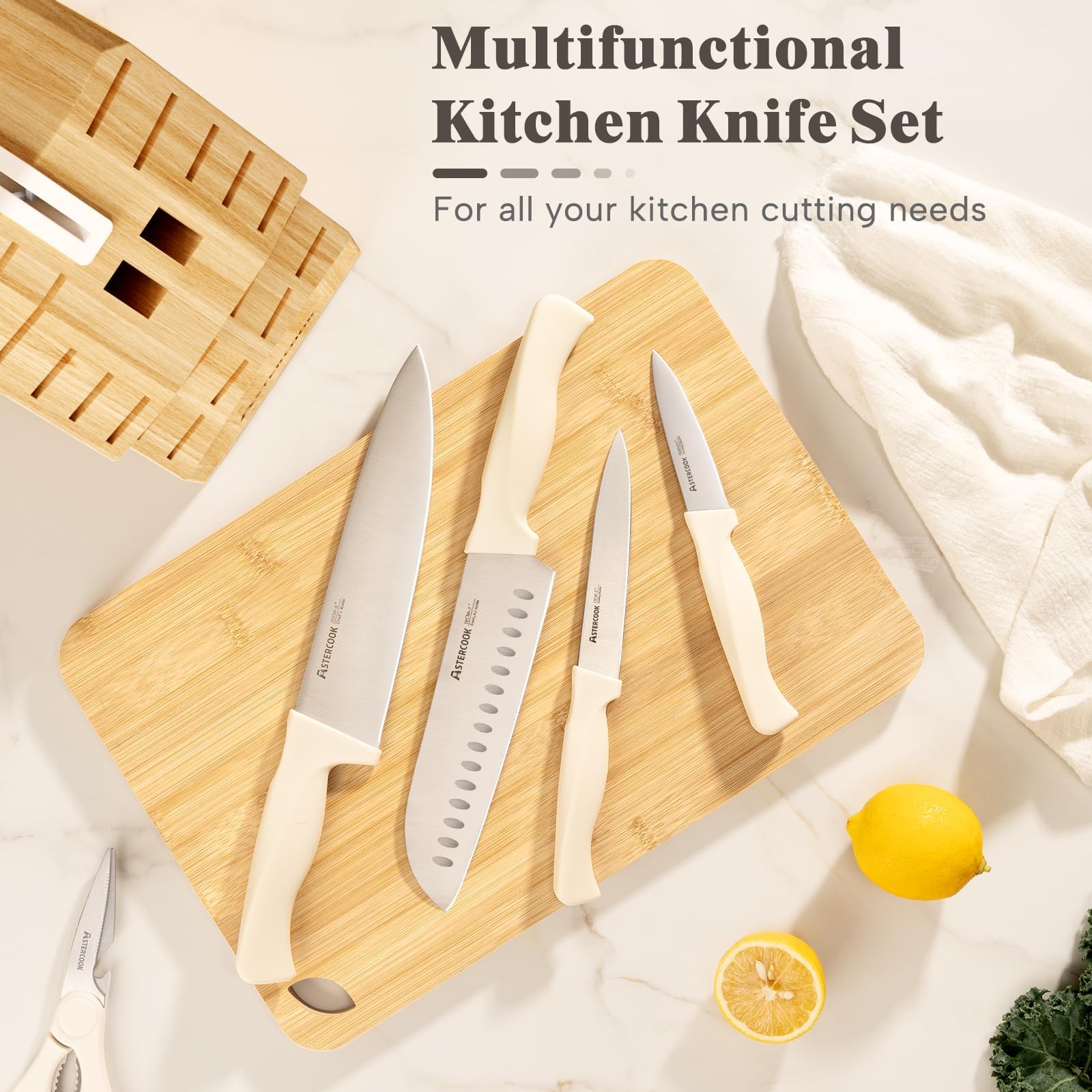 Astercook 7-inch Santoku knife with ergonomic handle for precise chopping