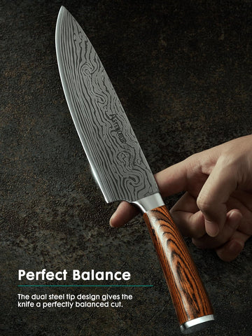 Astercook 8-inch chef knife ergonomic handle demonstrates comfortable, wrist-friendly grip.