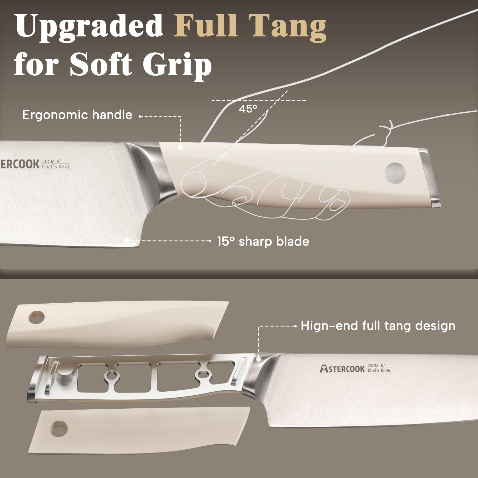 Astercook 8-inch chef knife ready for precise, effortless chopping