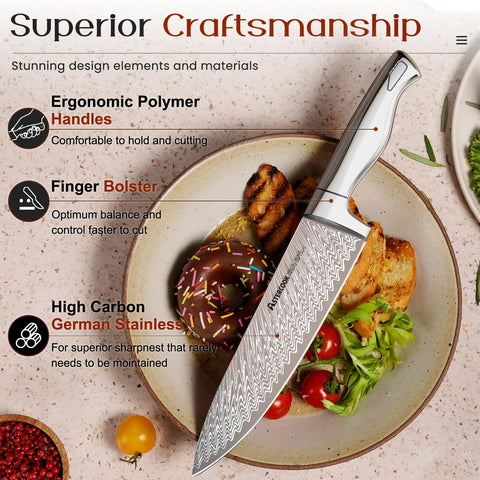 Astercook 8-inch serrated bread knife for clean, crumb-free slices.