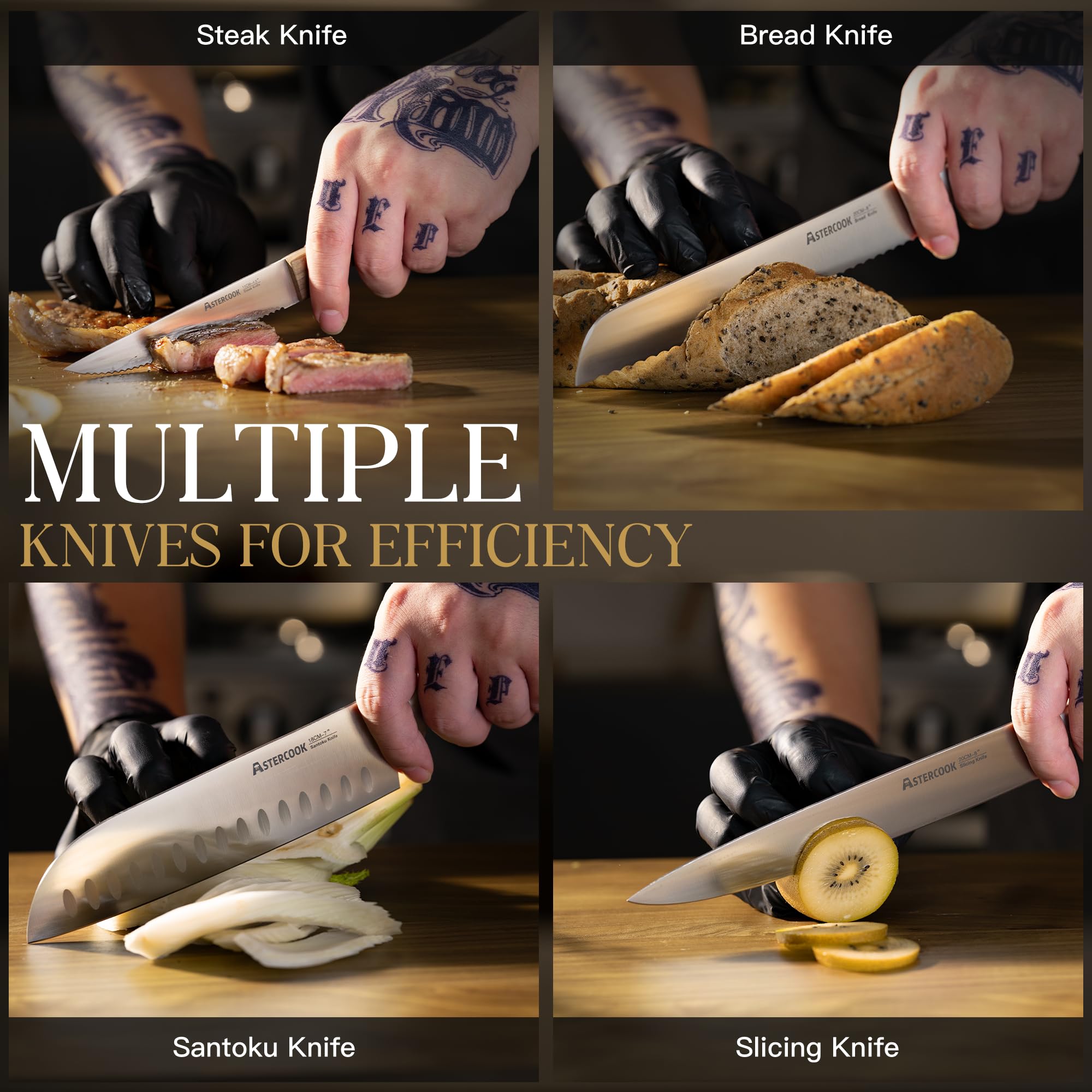 Astercook 8-inch slicing knife for even, smooth roasts and deli-style slices.