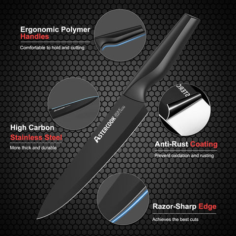 Astercook 8-inch chef knife ready for precise chopping.