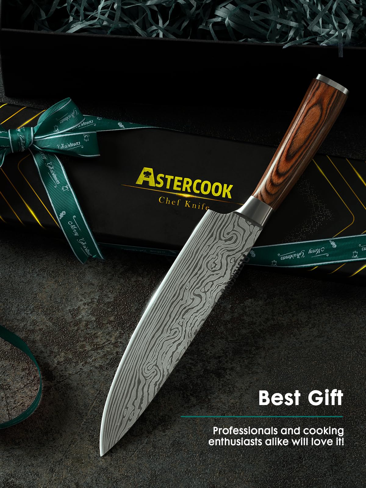 Astercook knife with sheath for safe storage and family protection.