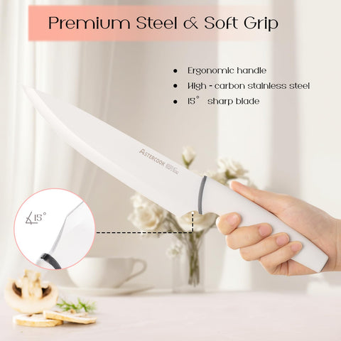 Astercook dishwasher-safe knives simplify cleanup after busy weeknights.