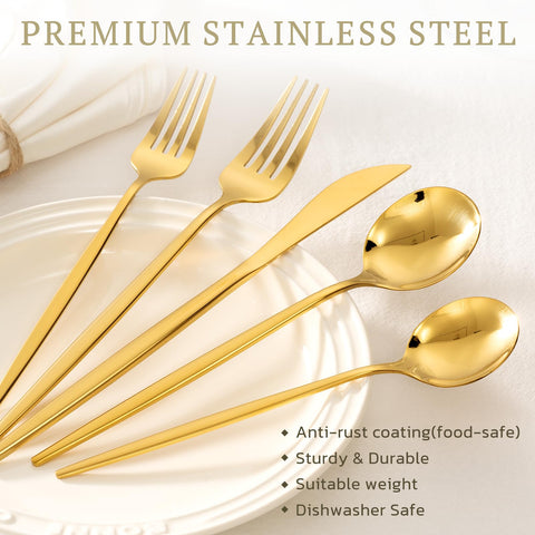 Astercook elegant modern-design flatware enhancing a contemporary dining setting.