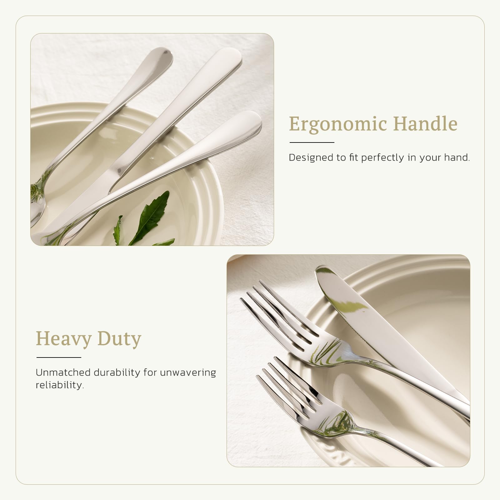 Astercook elegant table setting with contemporary cutlery.