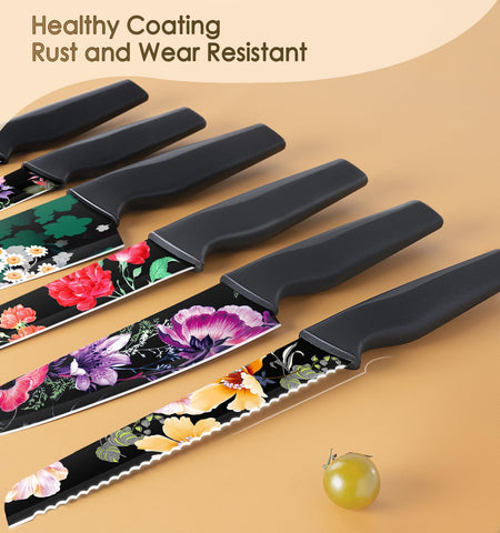 Astercook Flower Knife Set 7-inch Santoku for dicing vegetables