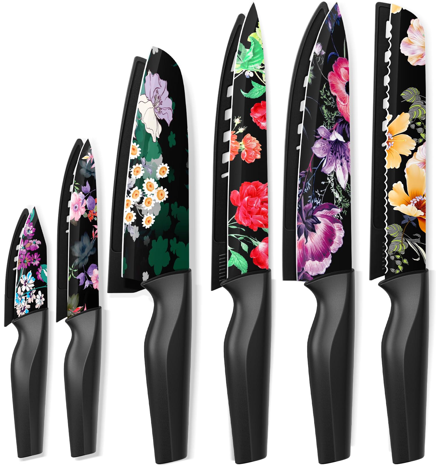 Astercook Flower Knife Set with all knives shown for versatile kitchen prep and display