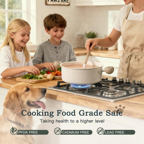 Astercook induction-compatible surface demonstrating broad cooktop compatibility.