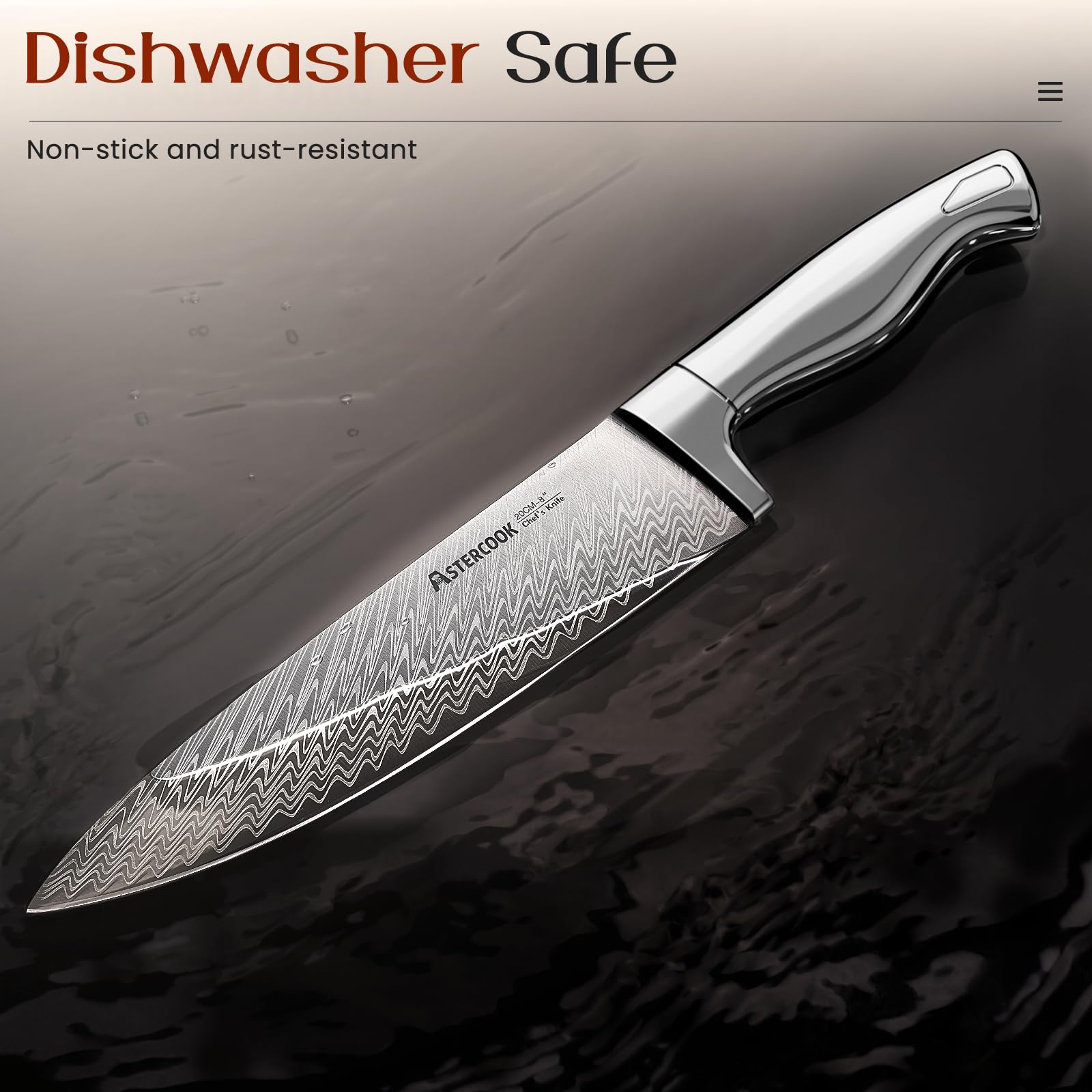 Astercook kitchen scissors complete the set for opening packages and trimming.