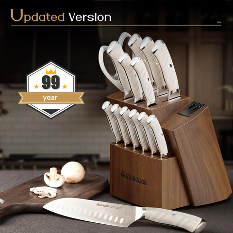 Astercook kitchen shear stored in a solid wood block