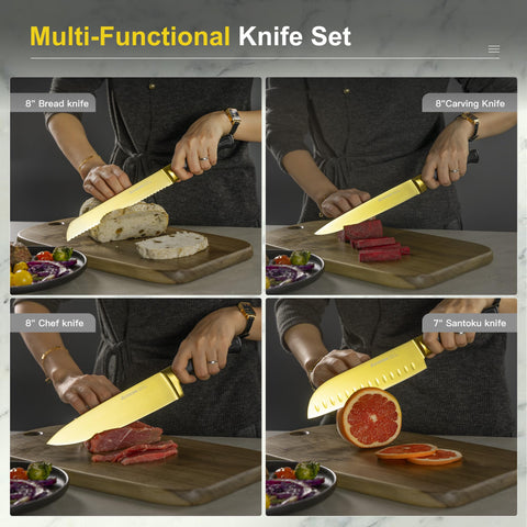 Astercook knife block with knives for organized storage and easy access