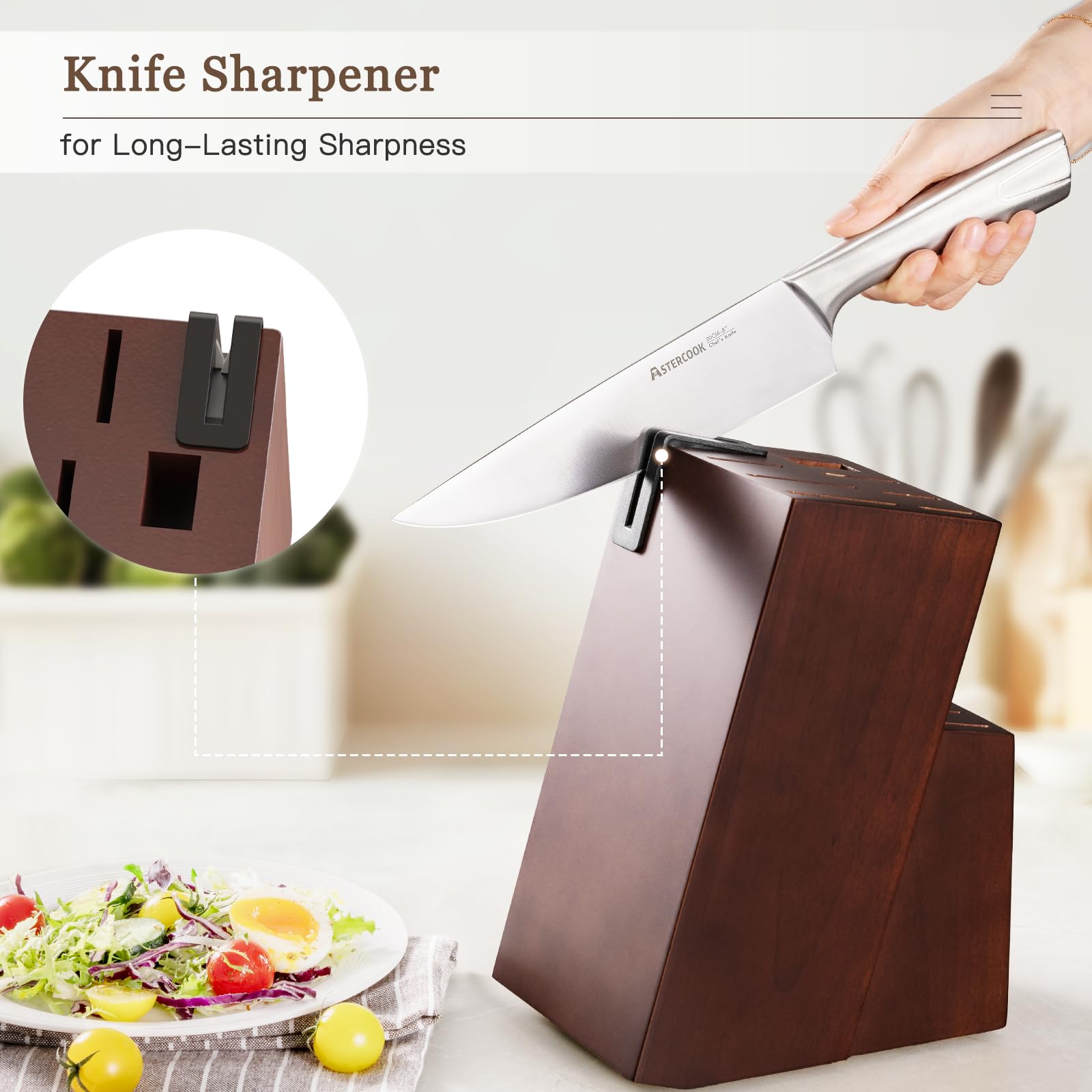 Astercook 4.5-inch serrated steak knife provides secure grip.