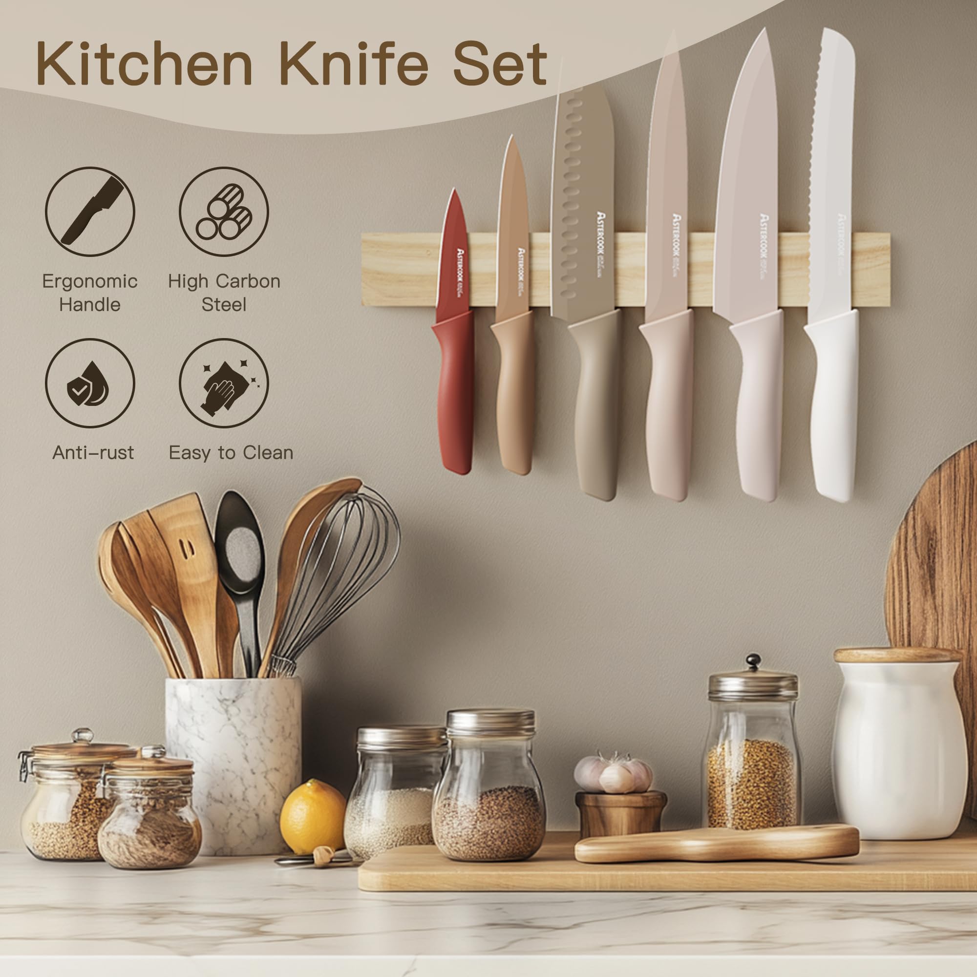 Astercook 7-inch santoku for versatile dicing, mincing, and chopping