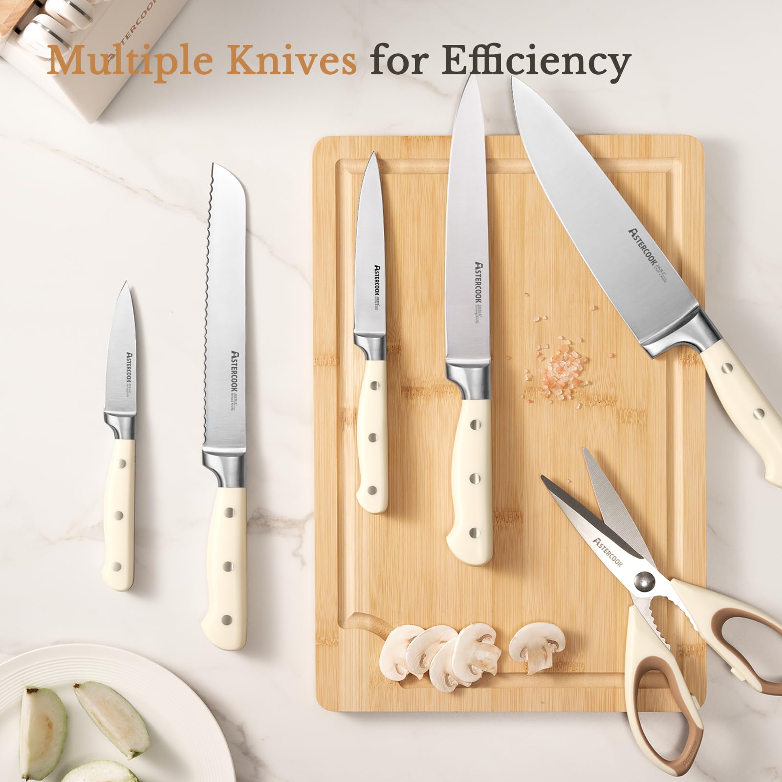 Astercook 8-inch slicing knife for clean, exact cuts through meat and vegetables.