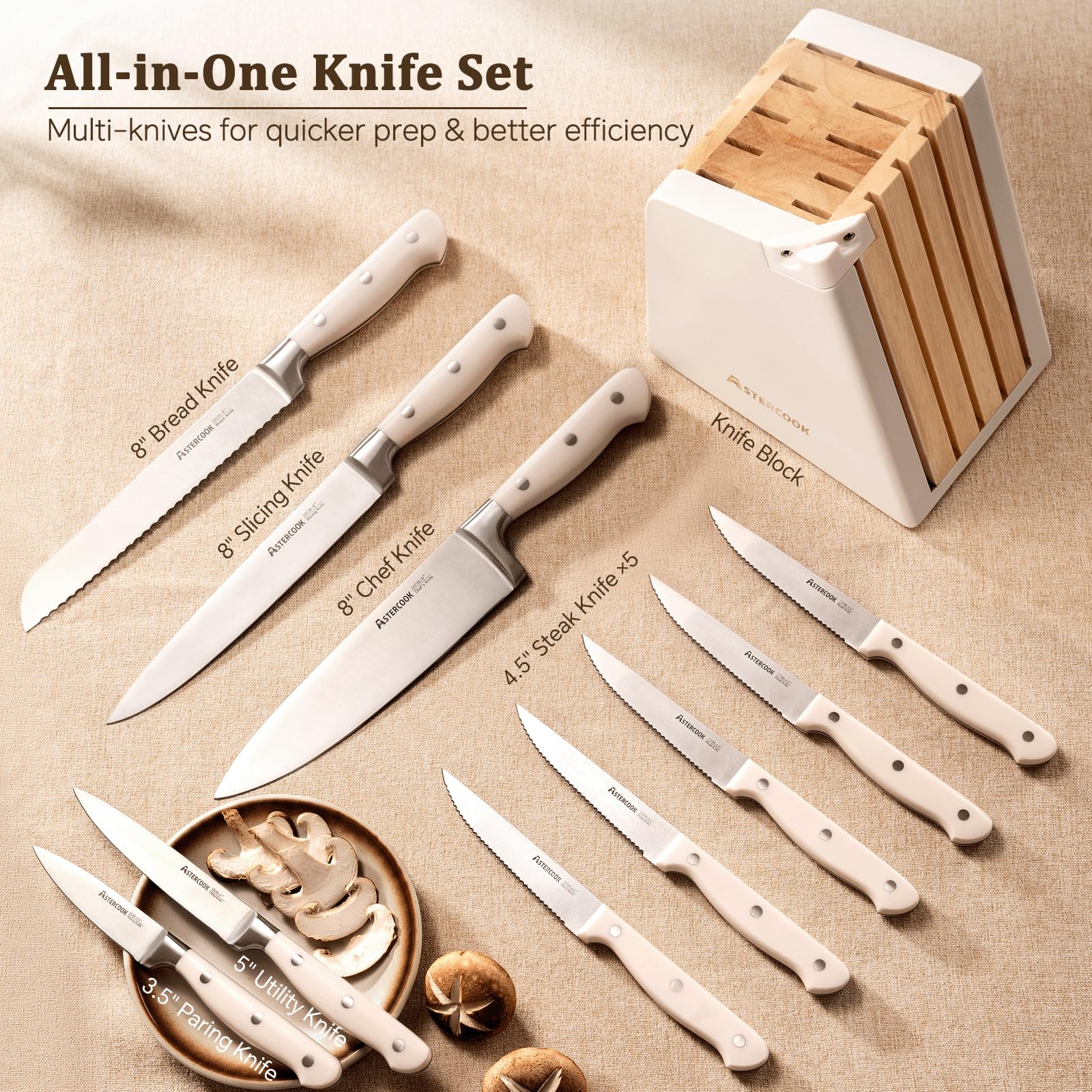 Astercook 8-inch chef knife demonstrates precise slicing for quick kitchen prep.