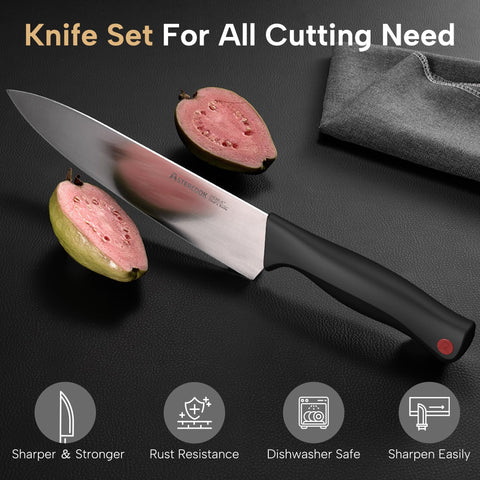 Astercook 8-inch slicing knife with balanced feel for clean cuts.
