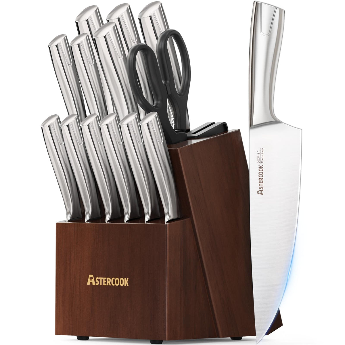 Astercook 8-inch chef knife for precise, clean slicing.