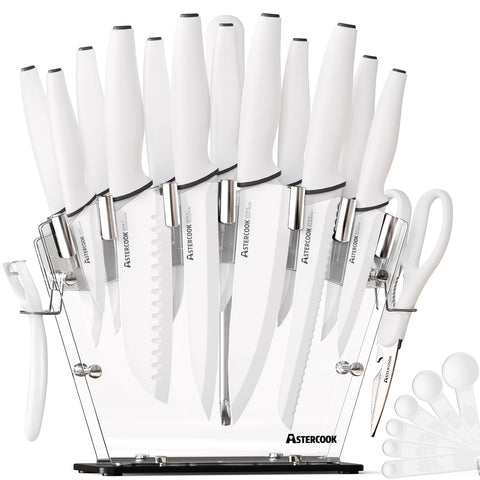 Astercook knife set with block and sharpener for quick daily prep.