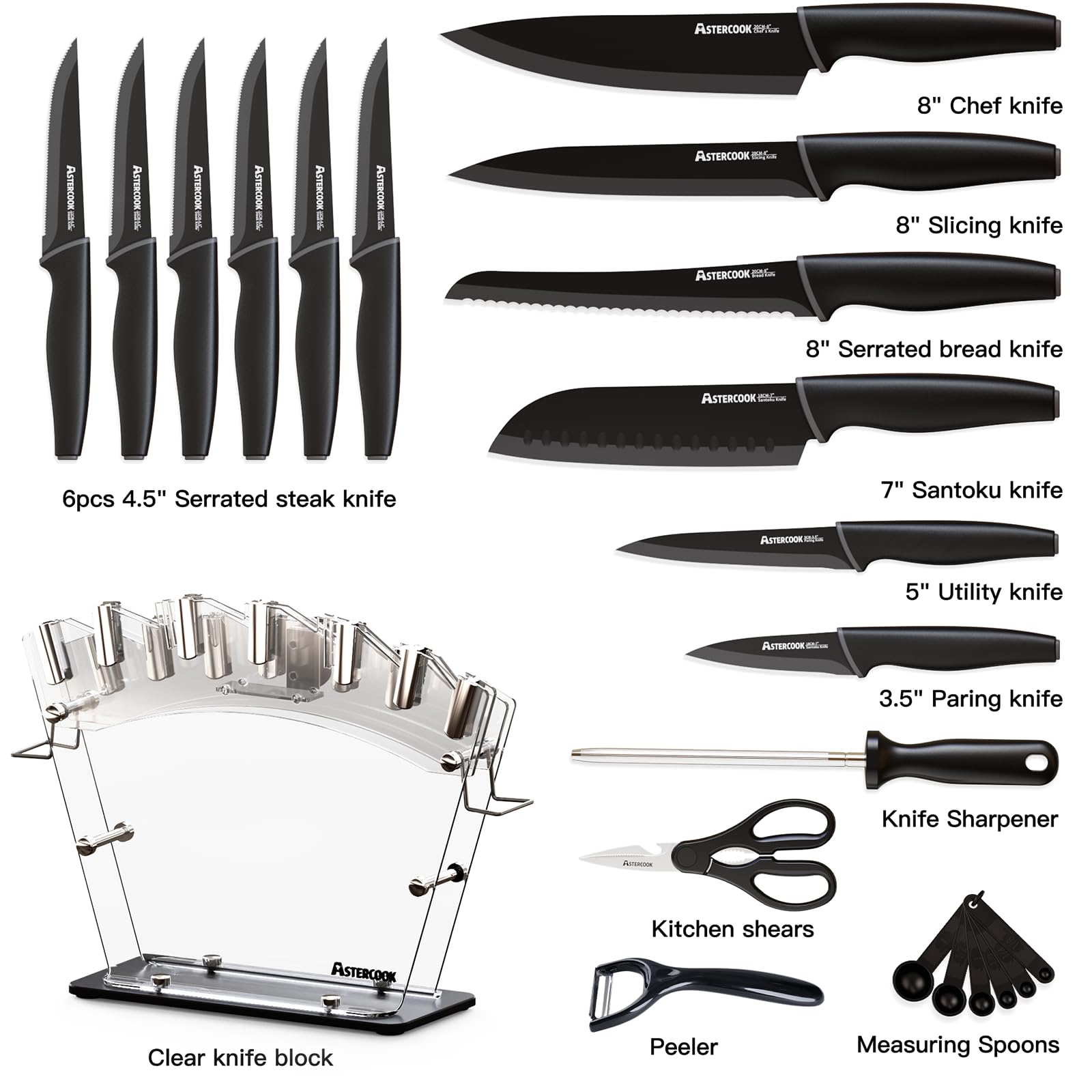 Astercook knife sharpener integrated for convenient edge maintenance