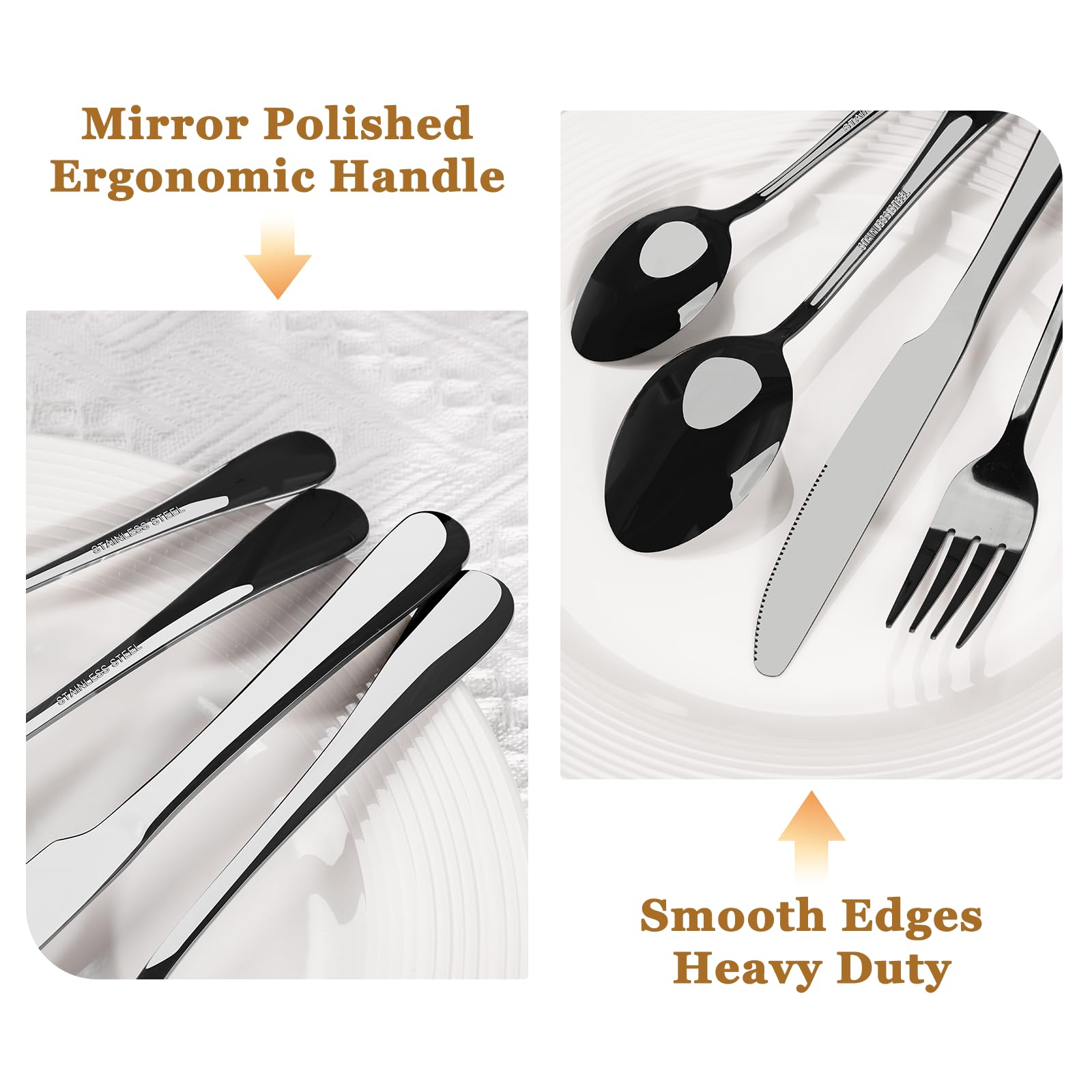 Astercook mirror-polished flatware shines on any table setting.
