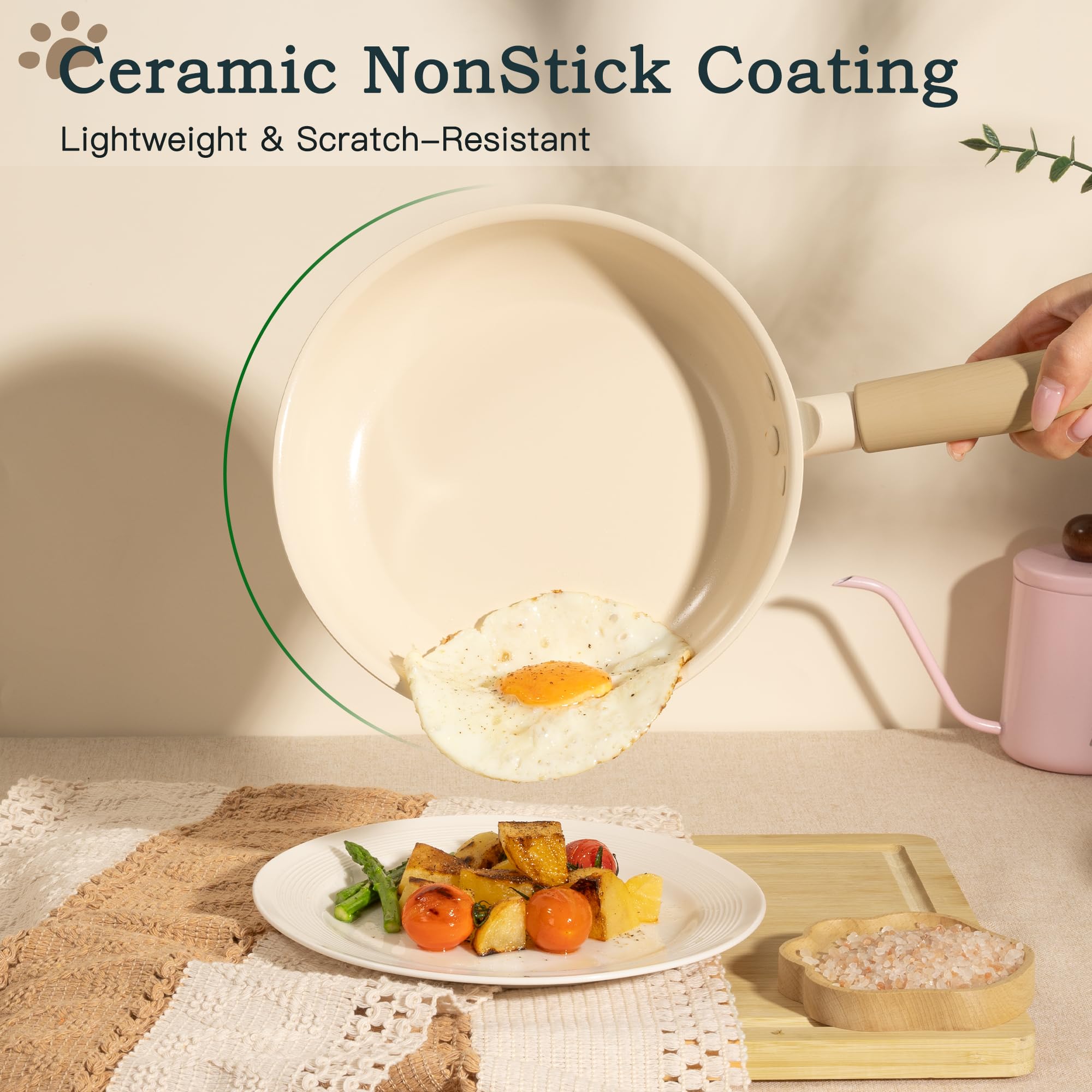 Astercook nonstick ceramic surface close-up showing easy food release.