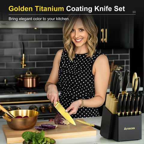 Astercook one-piece ergonomic handle close-up for comfortable, precise cutting