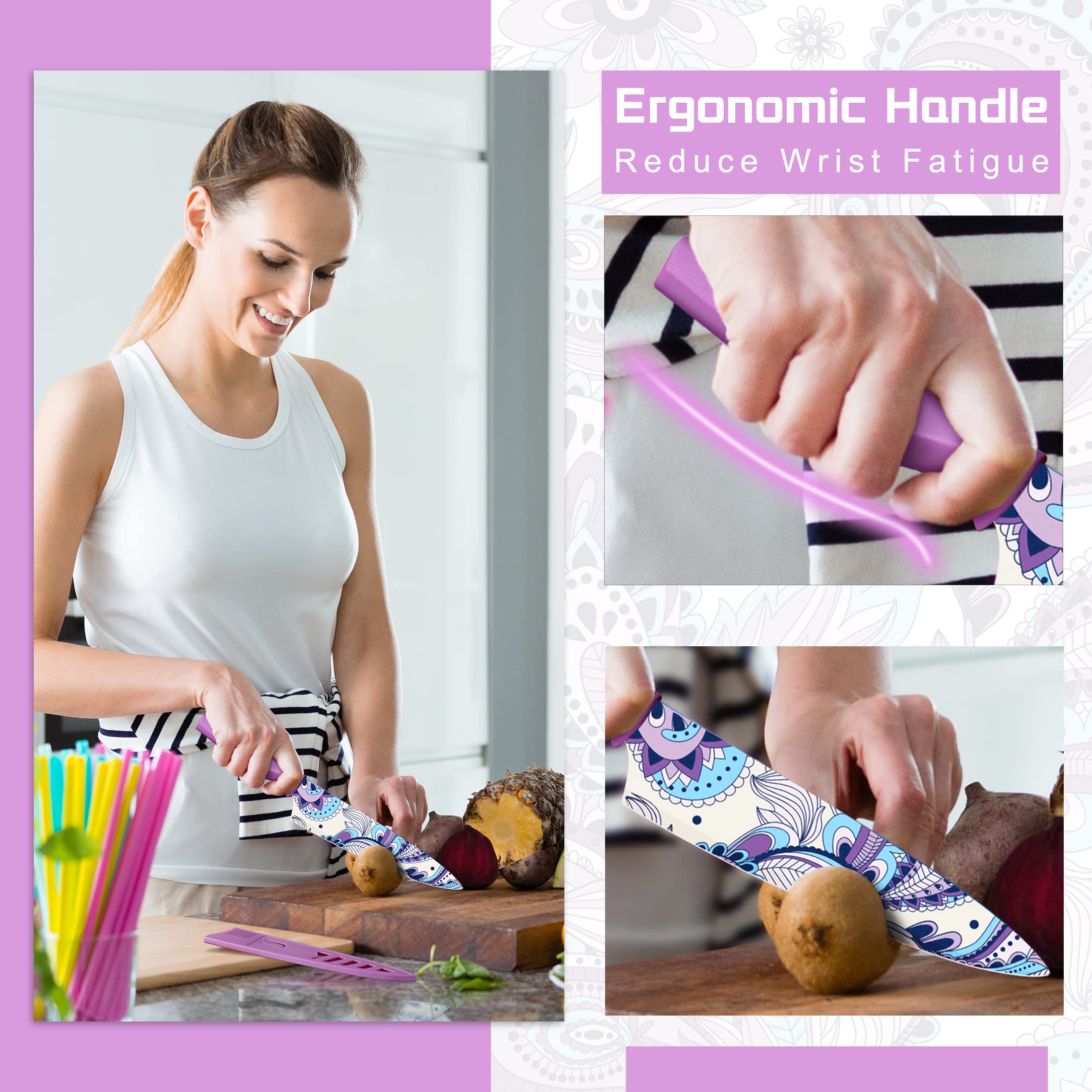 Astercook rainbow knife blades display vivid colors for lively kitchen prep