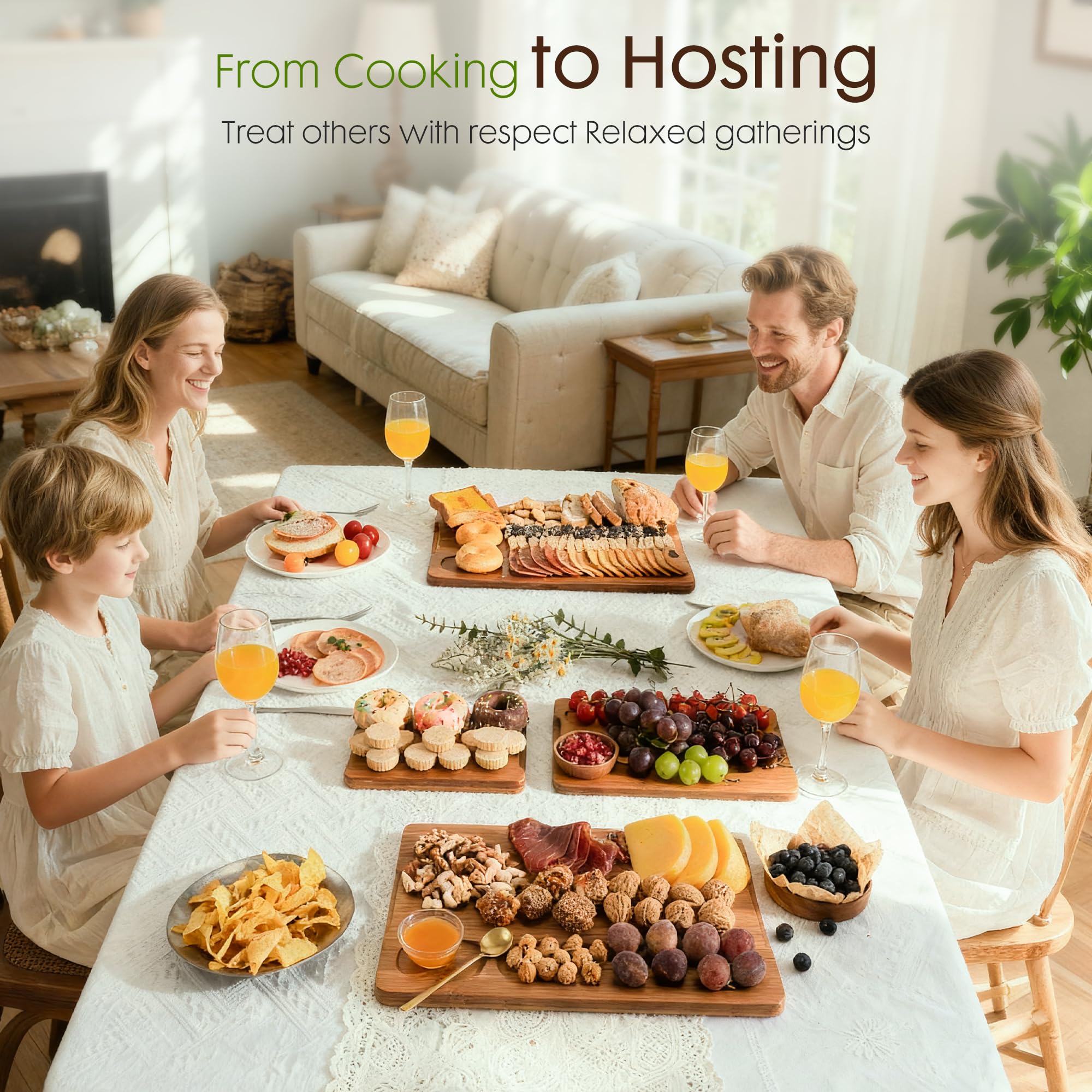 Astercook reversible charcuterie board ready for meats and cheeses.