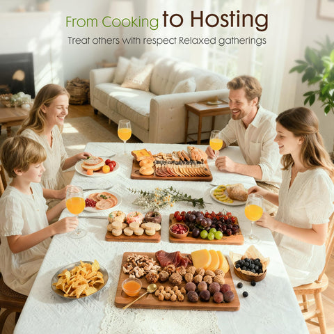 Astercook reversible charcuterie board ready for meats and cheeses.