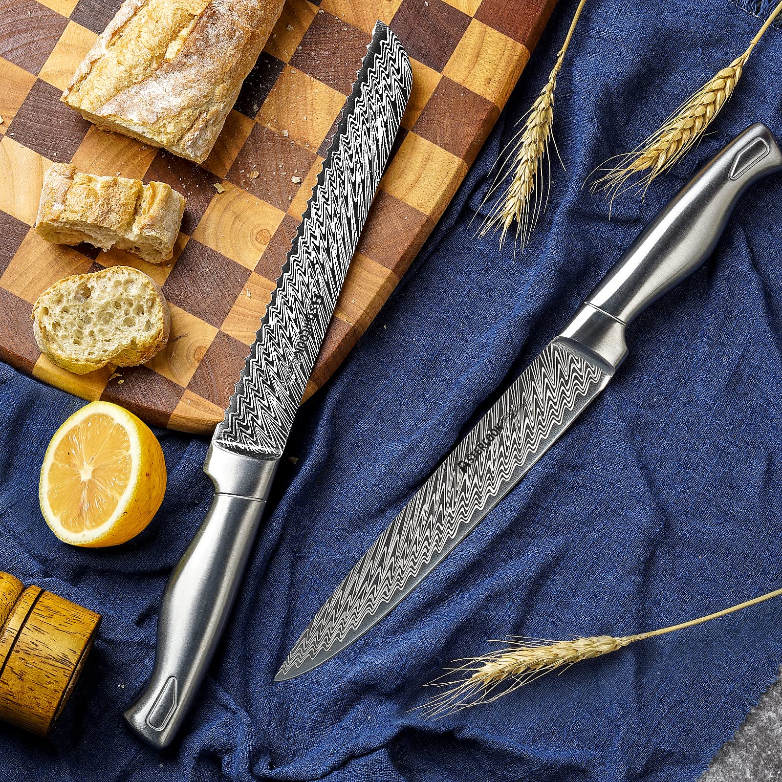 Astercook santoku knife 7in designed for fine dicing.
