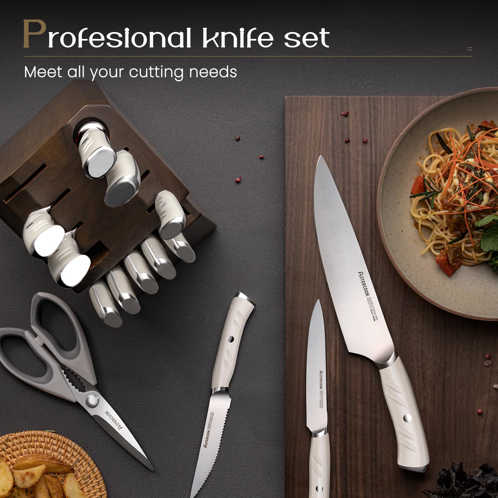 Astercook 8-inch serrated bread knife slices crusts with control.