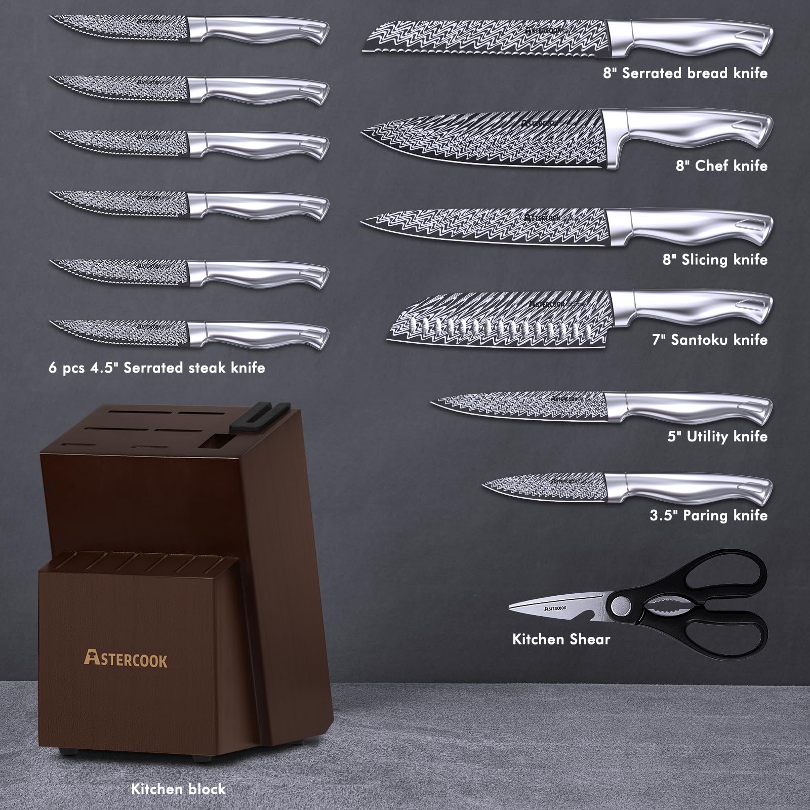 Astercook 8-inch slicing knife ready for clean, even slices