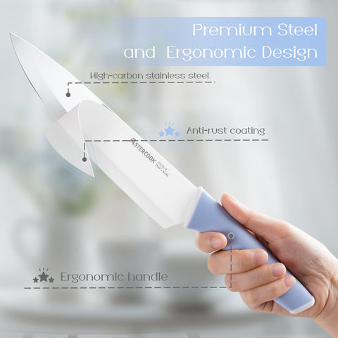 Astercook 8in slicing knife delivering smooth, even slices.