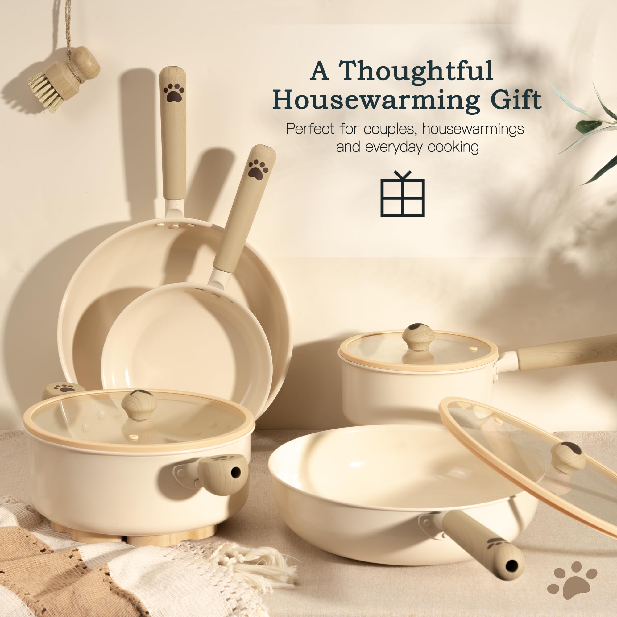 Astercook stackable design with protective inserts saves cabinet space.