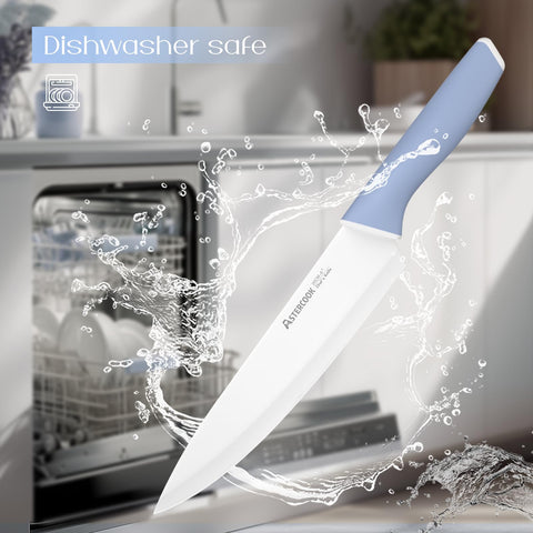 Astercook wooden block with built-in sharpener keeps blades ready