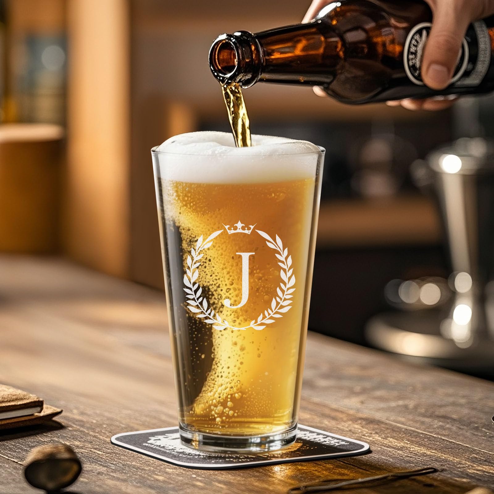 Astonlink 16 oz glass shown with beer pairings, perfect for tasting sessions