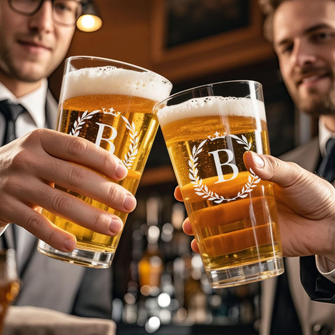 Astonlink anniversary gift pint glass pairs style with sentiment.