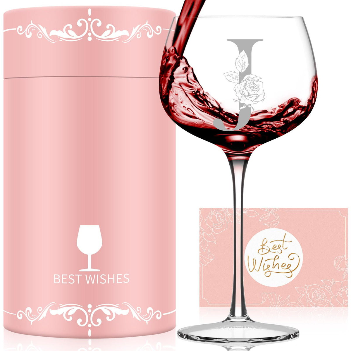 Astonlink initial A-Z wine glass with monogram, ideal for personalized gifting