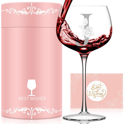 Astonlink initial A-Z wine glass with monogram, ideal for personalized gifting