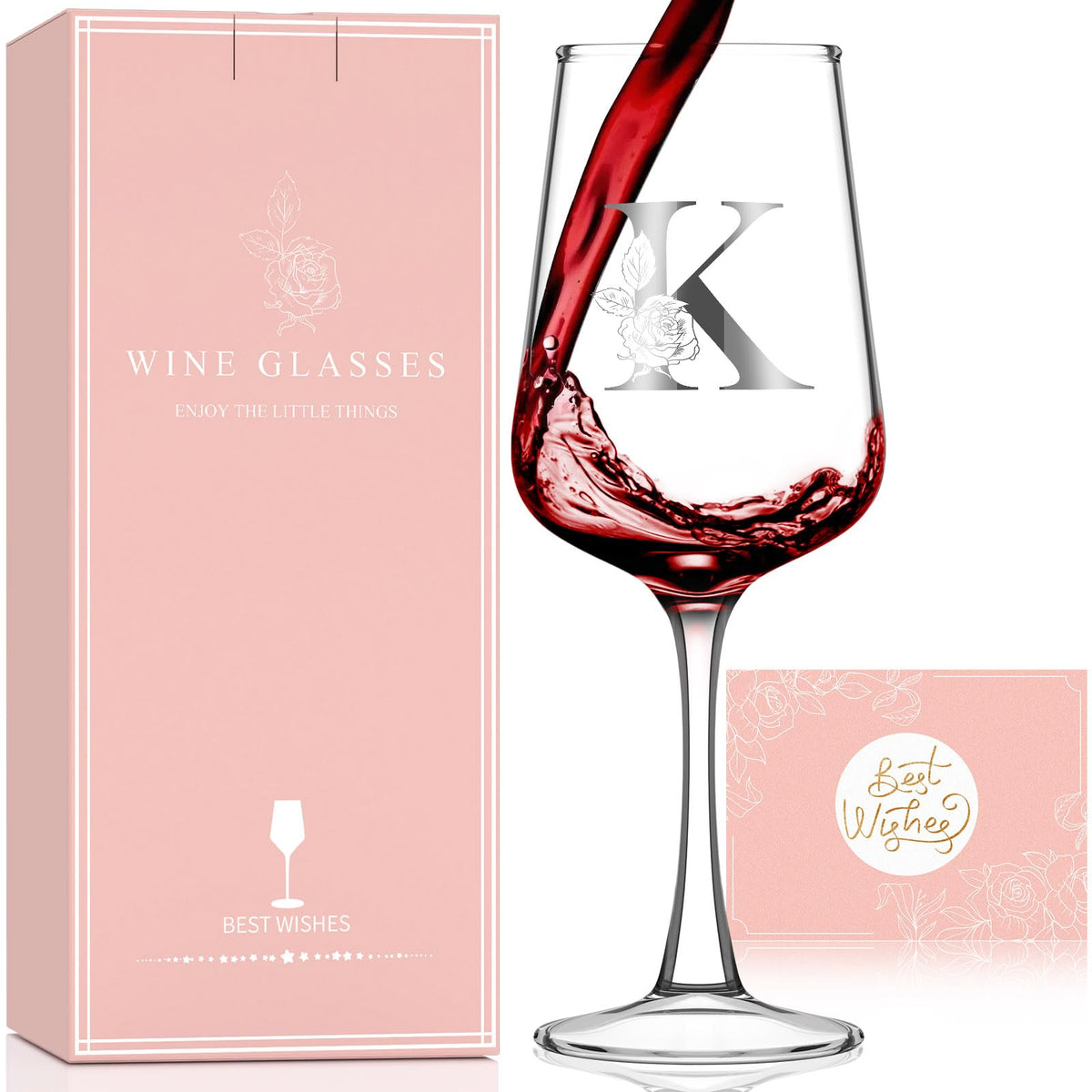 Astonlink initial wine glass in gift box, perfect Valentine's surprise.